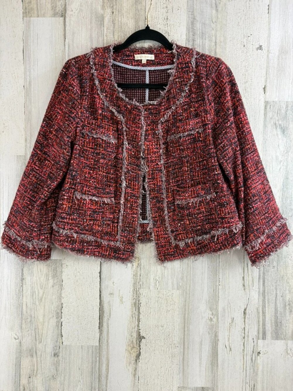 ANN MASHBURN Size M Kiki Cardigan Red Tweed Lady Jacket